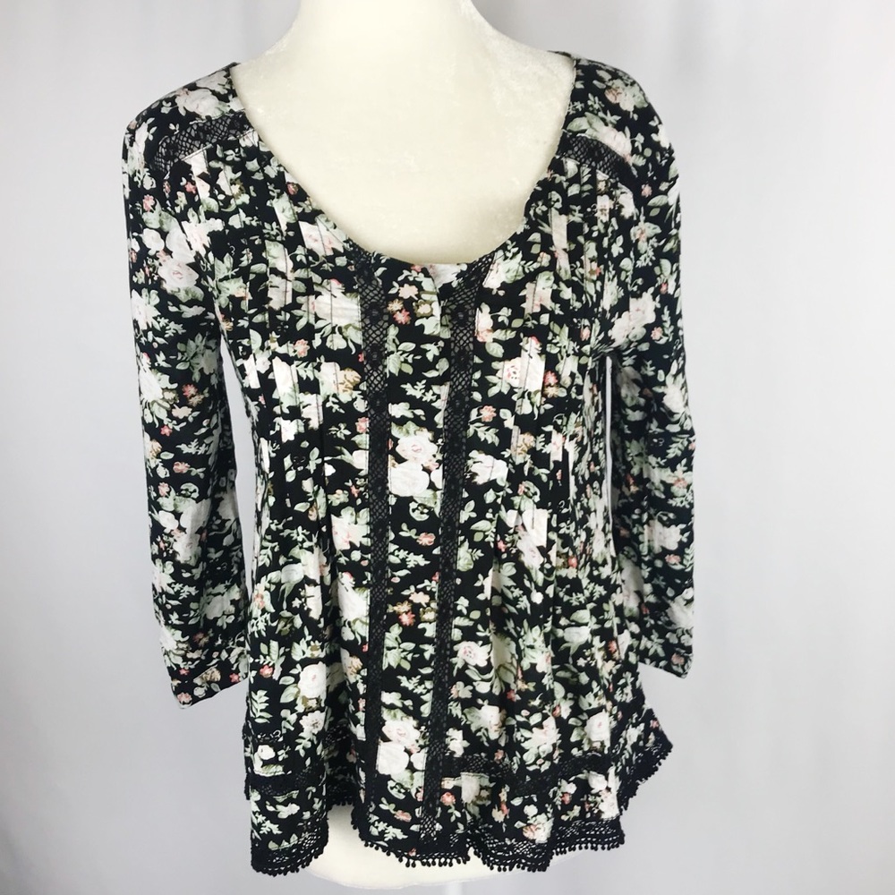 ANTHROPOLOGIE MAEVE Floral 3/4 Sleeve Blouse
